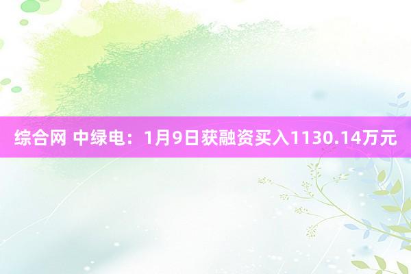 综合网 中绿电：1月9日获融资买入1130.14万元