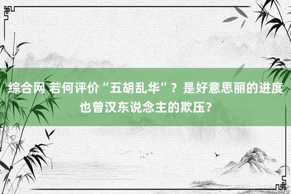 综合网 若何评价“五胡乱华”？是好意思丽的进度也曾汉东说念主的欺压？