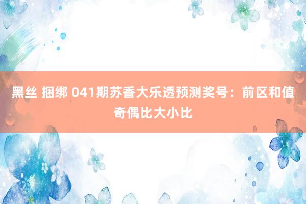 黑丝 捆绑 041期苏香大乐透预测奖号：前区和值奇偶比大小比